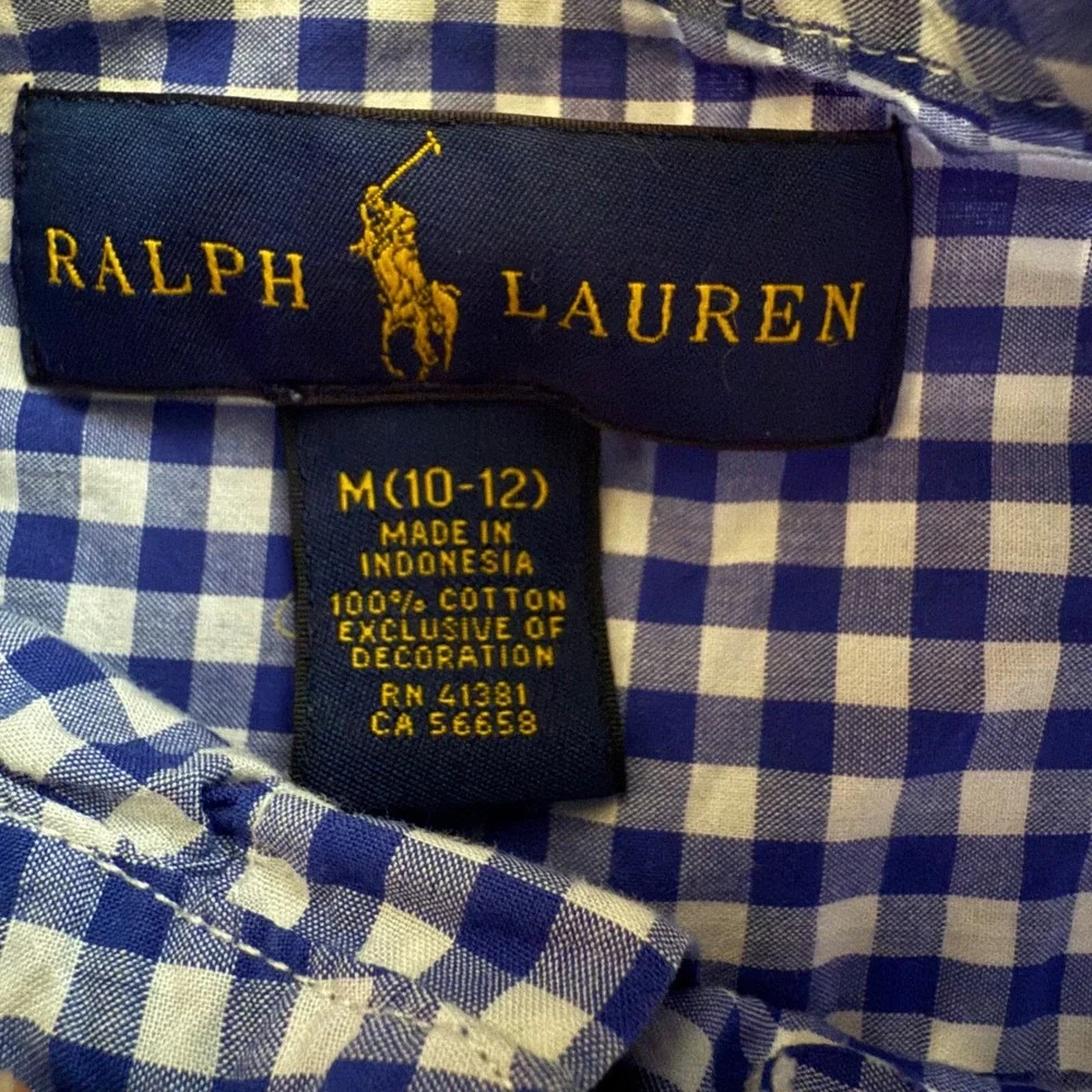 Ralph Lauren Boy  Button Down Shirt Gingham Check Long Sleeve Kids Size M‎ 10-12 - Picture 4 of 5